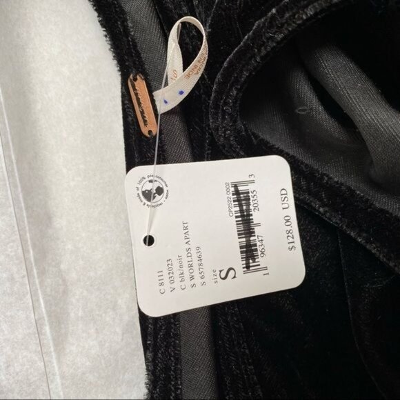 Free People Tell Me About It One-Shoulder Velvet Top, Black NWT - Picture 8 of 10